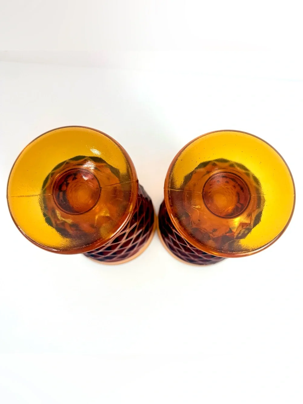Vintage Mid-Century Modern Indiana Glass Amber Whitehall Goblets 6”  Set of Z
